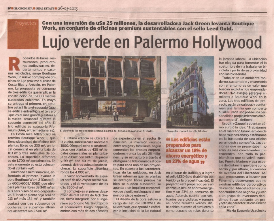 26-03-15- El Cronista- Lujo verde en Palermo Hollywood