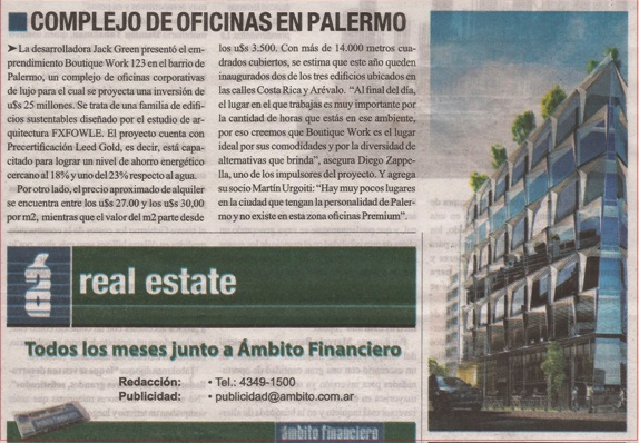 27-02-2015- Ámbito Financiero- Real Estate- Novedades del Sector2