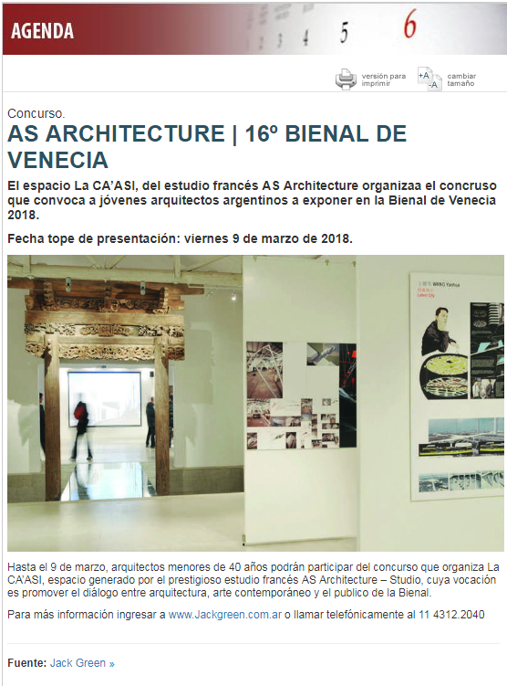 CPAU - AS ARCHITECTURE 16º BIENAL DE VENECIA